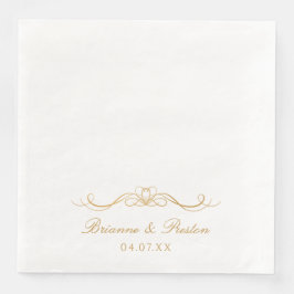 Names Date Modern Elegant Gold Script Wedding