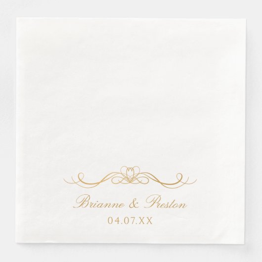 Names Date Modern Elegant Gold Script Wedding (正面)