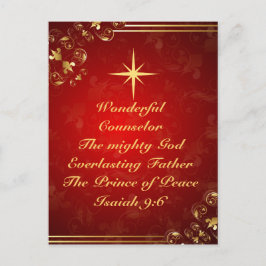 Names of God Bible Verse Isaiah 9:6，クリスマス シーズンポストカード