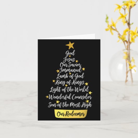 Names Of Jesus Christian Faith Christmas Tree  カード (黄色い花)