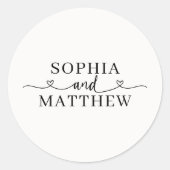 Names Script Heart Wedding ラウンドシール (正面)