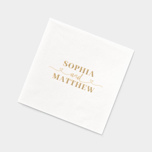 Names Script Heart Wedding 箔ナプキン (左)