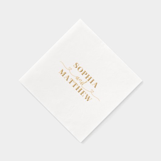 Names Script Heart Wedding 箔ナプキン (右)