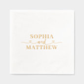 Names Script Heart Wedding 箔ナプキン (正面)