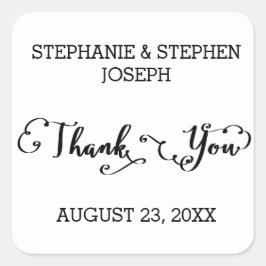 Names Script Thank You - Square Sticker スクエアシール