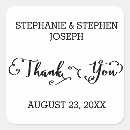 Names Script Thank You - Square Sticker スクエアシール (正面)