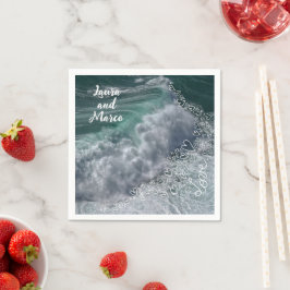 Names, sea and love photo and doodle スタンダードカクテルナプキン