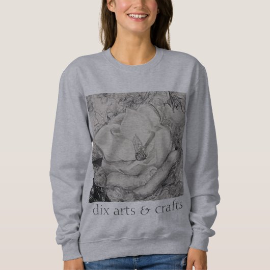 namesake magnolia，花，布，綿，手 スウェットシャツ (正面)