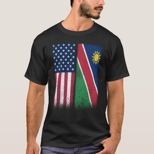 Namibia Namibian American Flags Proud USA Namibia Tシャツ (正面)