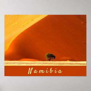 Namibia red dunes of Sossusvlei photo with text ポスター