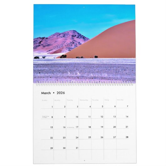 namibia sossusvlei Calendar カレンダー (3月 2026)