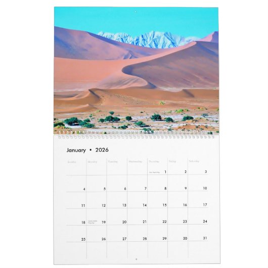 namibia sossusvlei Calendar カレンダー (1月 2026)