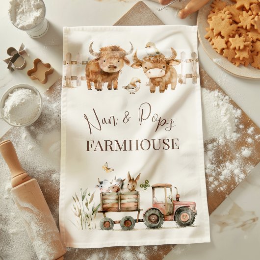 Nan & Pop's Farmhouse Cute Country Farm キッチンタオル