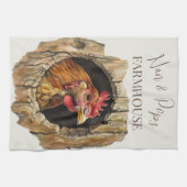 Nan & Pop's Farmhouse Cute Country Farm Chicken キッチンタオル (横)