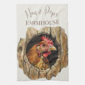 Nan & Pop's Farmhouse Cute Country Farm Chicken キッチンタオル (縦)
