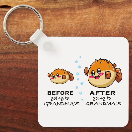 Nanaおばあちゃんに行く前とおもしろい後 キーホルダー (正面)