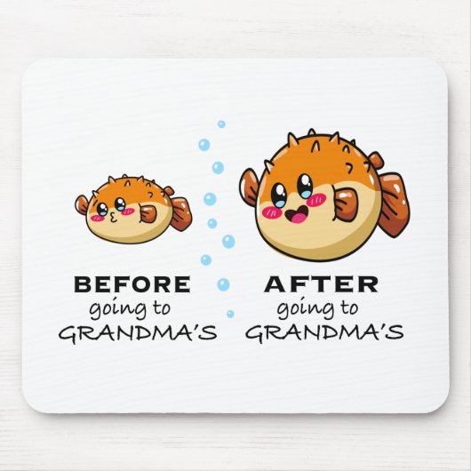 Nanaおばあちゃんに行く前とおもしろい後 マウスパッド (正面)