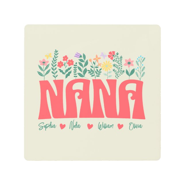 NANAおばあちゃん祖母おばあちゃんカスタマイズ-it メタルプリント (正面)