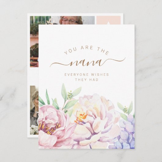 Nanaのパーソナライズされたフローラ写真カード シーズンカード (正面/裏面)