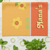 Nanaのパーソナライズされた黄色い花 キッチンタオル (折り畳み)