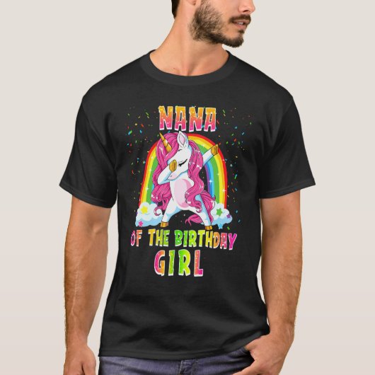 Nanaの誕生日の女の子ダビングUnicornマッチング Tシャツ (正面)