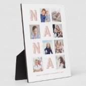 NANAピンク文字おばあちゃんの写真コラージュ記念 フォトプラーク (側面)