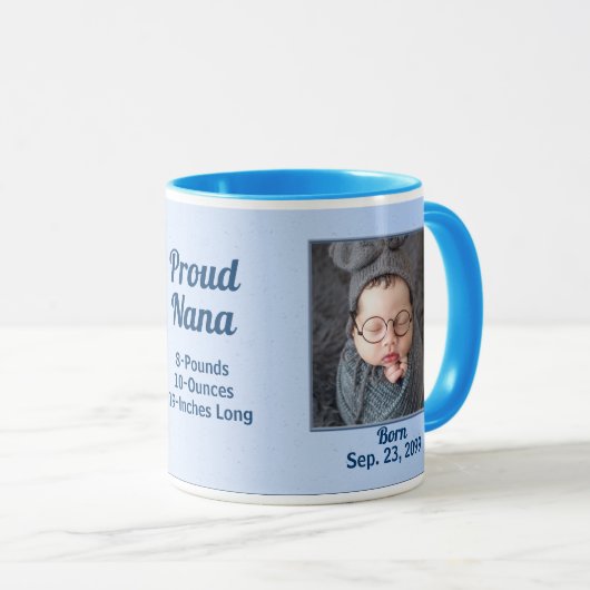 NANAブルー誇りを持った新生児少年2写真 マグカップ (正面右)