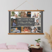 NanaモダンとPapaの写真コラージュ 吊り下げ型タペストリー (寝室)