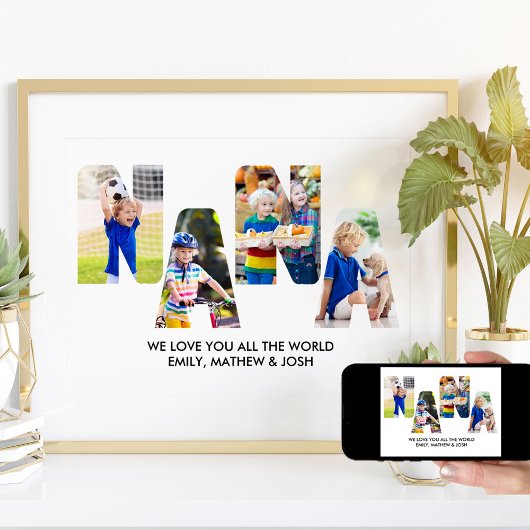 NANAレター切り出しフォトコラージュ孫の名前 ポスター