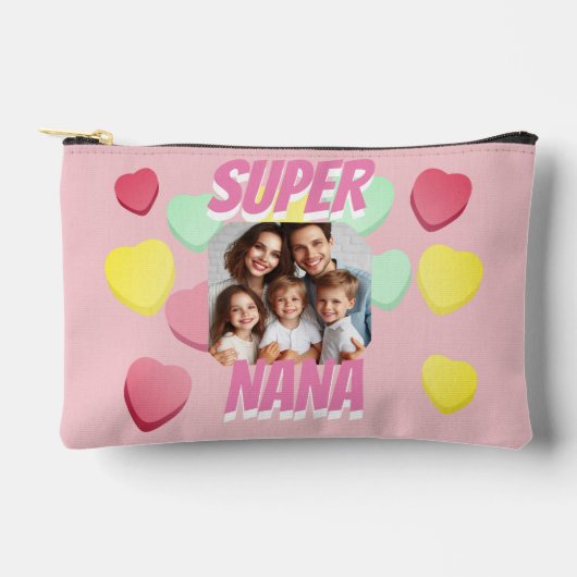 Nana写真すごいカラフルハート |母の日 アクセサリーポーチ (正面)