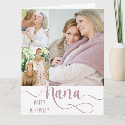 Nana書道3枚フォトハッピーバースデー カード (正面)