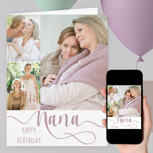 Nana書道3枚フォトハッピーバースデー カード