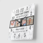 Nana最高のとPapa Grandkids 4 Photo Marble スクエア壁時計 (傾斜)