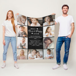 Nana最高の & Poppy Ever 10-Photo Collage モダン フリースブランケット