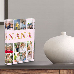 Nana金ゴールドフローラレター12縦写真コラージュ フォトブロック