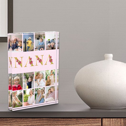 Nana金ゴールドフローラレター12縦写真コラージュ フォトブロック