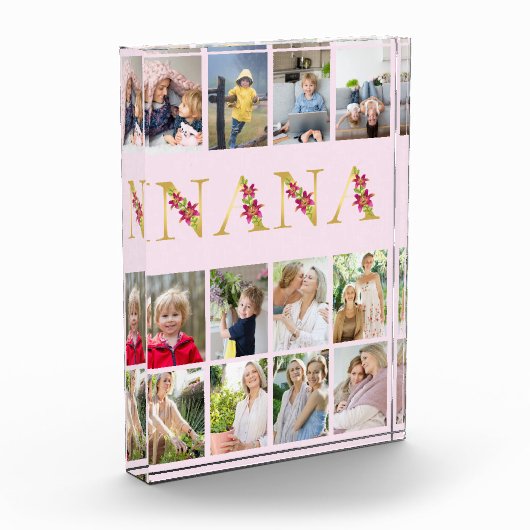 Nana金ゴールドフローラレター12縦写真コラージュ フォトブロック (左)