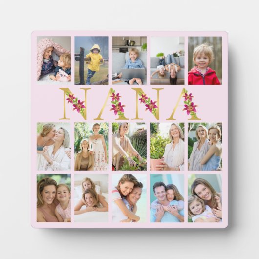 Nana金ゴールドレター15縦写真コラージピンク フォトプラーク (正面)
