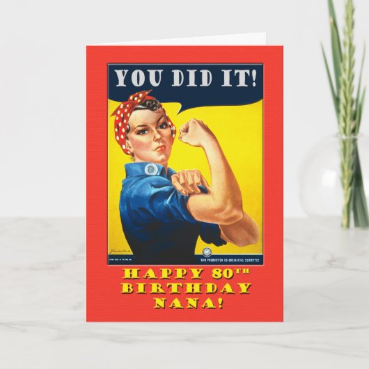 Nana 80誕生日とRosie the Riveter Card カード (正面)