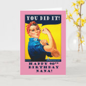 Nana 90誕生日とRosie the Riveter カード (黄色い花)
