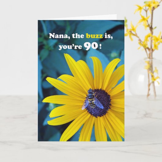 Nana 90誕生日Bee on Flower カード (黄色い花)
