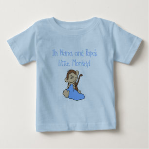 Nana and Papa's Monkey – 青いTシャツとギフト ベビーTシャツ