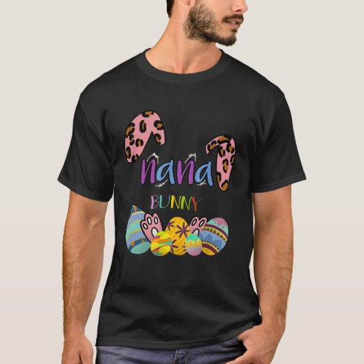 Nana Bunny Leopard Rabbit Mommy Grandma Easter Mot Tシャツ (正面)