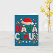 Nana Claus Knitted Design Grandma Pajama Family Ma カード (黄色い花)