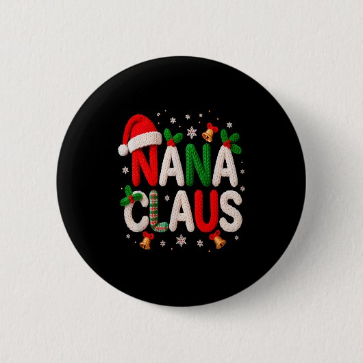 Nana Claus Santa Claus Crochet &amp; Knitting Love 缶バッジ (正面)