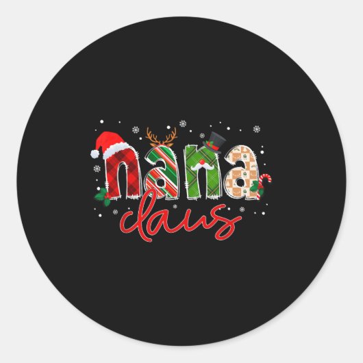 Nana Claus Santa Claus Family Matching Christmas P ラウンドシール (正面)