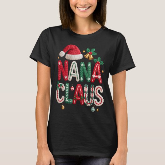 Nana Claus Santa Claus Grandma Family Matching Chr Tシャツ (正面)