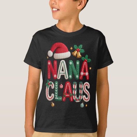 Nana Claus Santa Claus Grandma Family Matching Chr Tシャツ (正面)