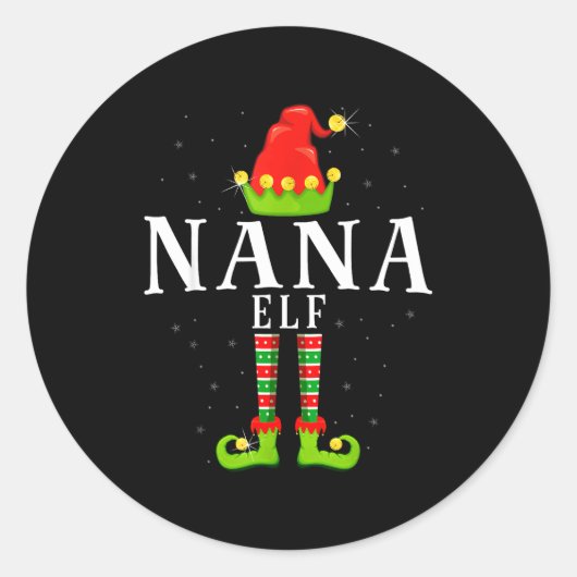 Nana Elf Christmas Matching Xmas Pajama  ラウンドシール (正面)
