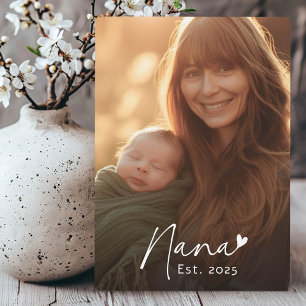 Nana Est year手書きスクリプトとハート写真 フォトプラーク
